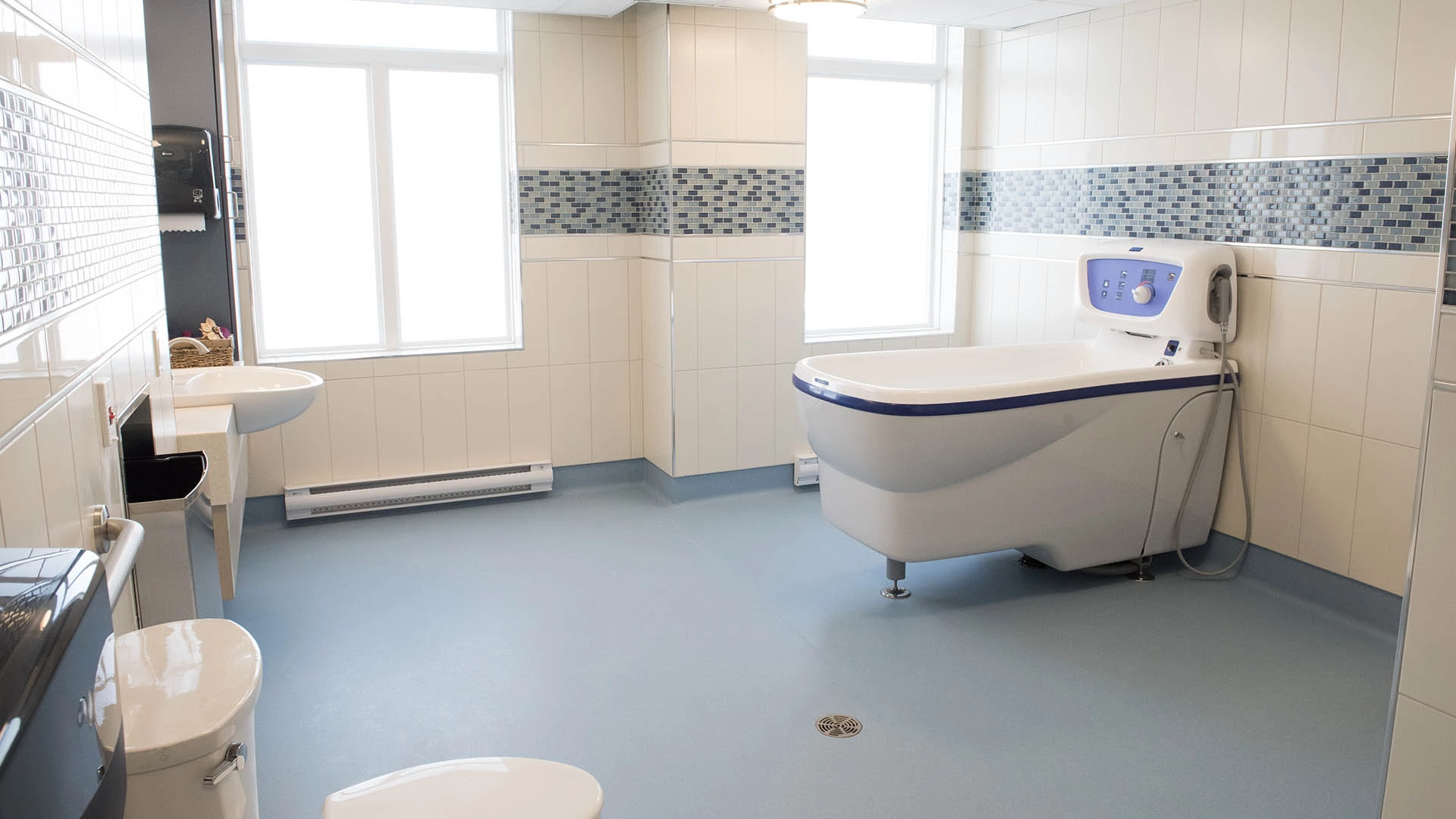 Bathroom with Safety features at MacTaggart Place senior housing
